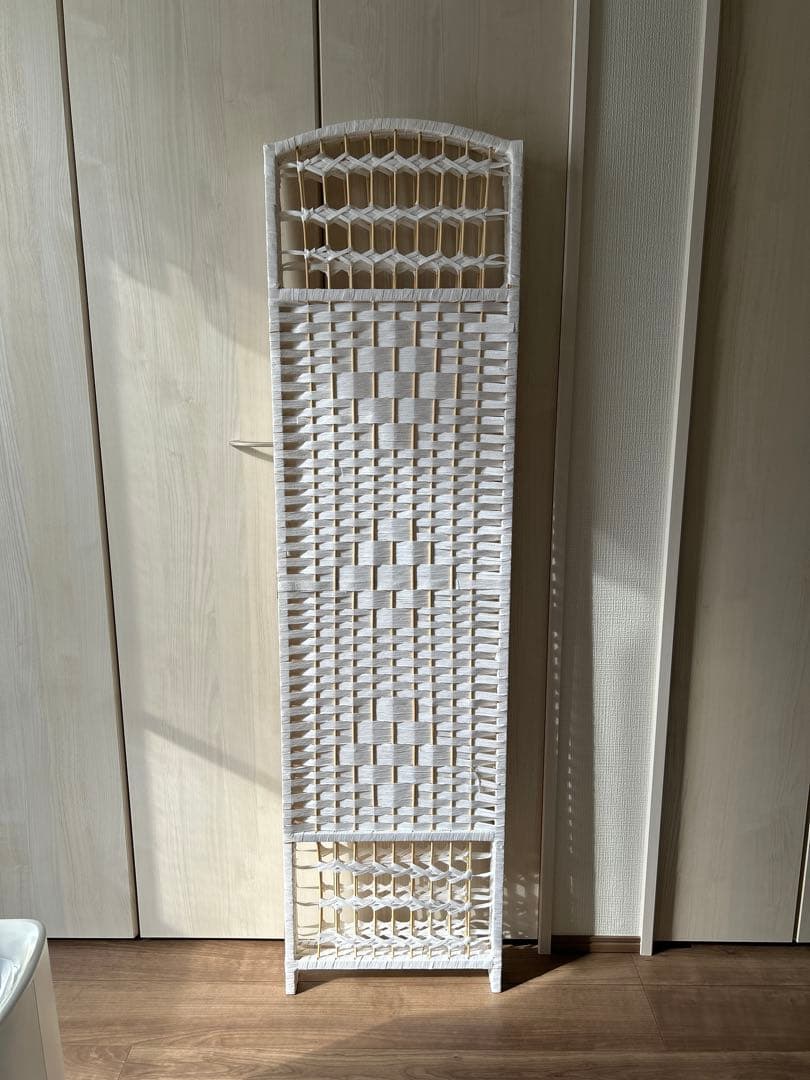 Fuyutu ラタン パーテーション 衝立て 3連 150cm ホワイト