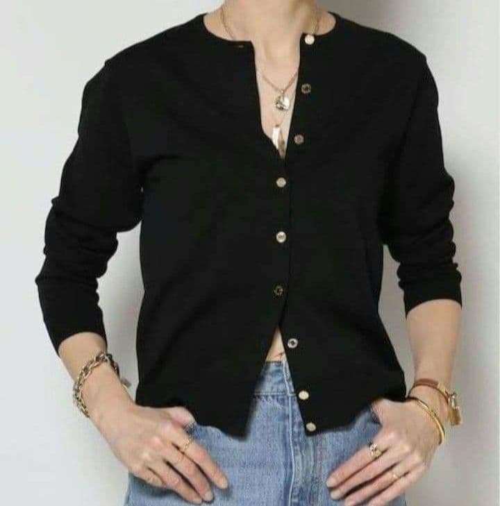 【未着用】MUSEDeuxiemeClasseクルーネックカーディガン金ボタン