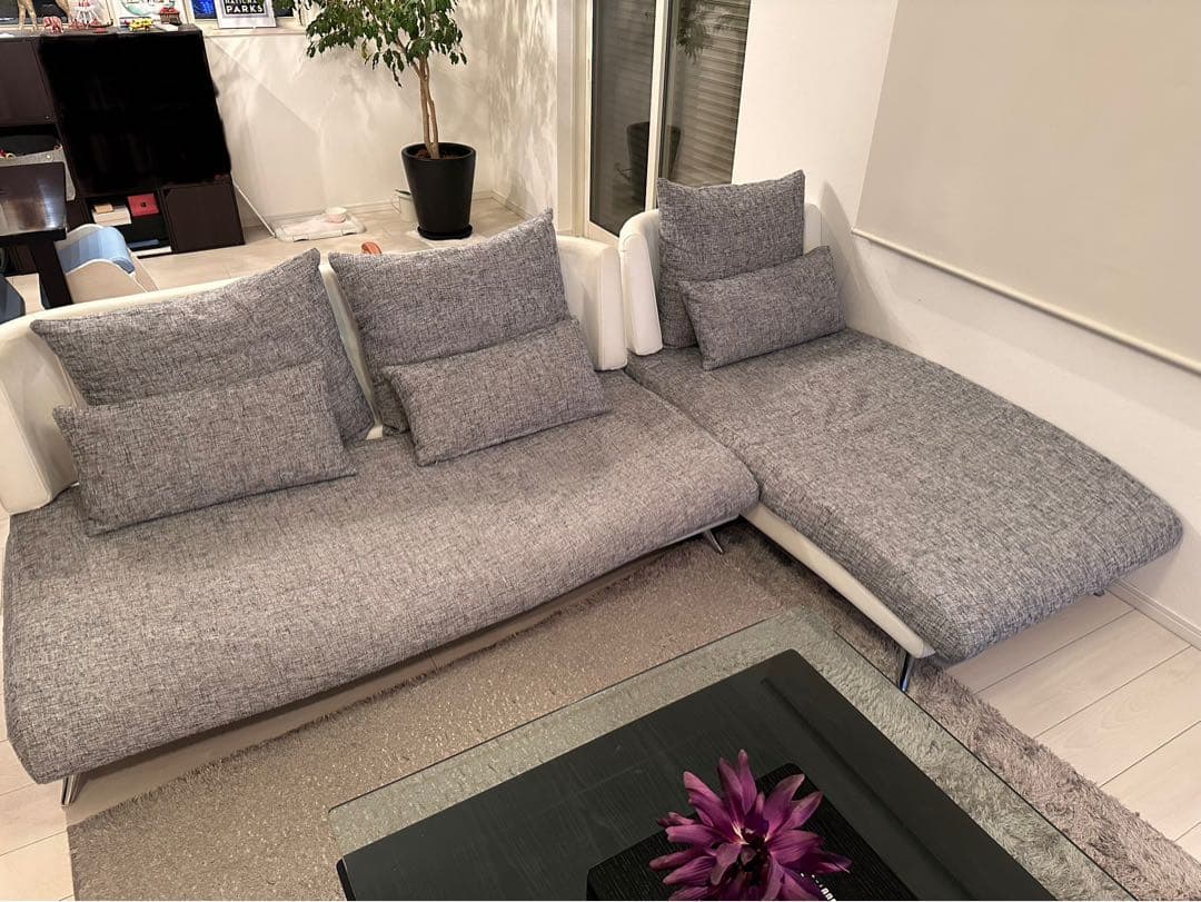 アルモニア Bella curva L字型ソファセット グレーホワイト3人用