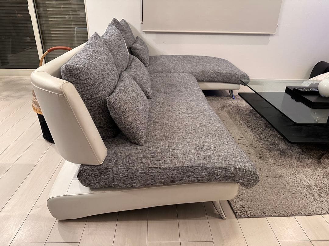 アルモニア Bella curva L字型ソファセット グレーホワイト3人用