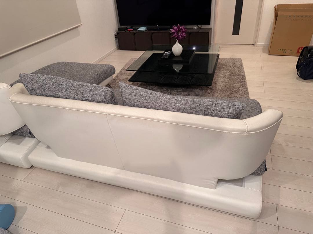 アルモニア Bella curva L字型ソファセット グレーホワイト3人用