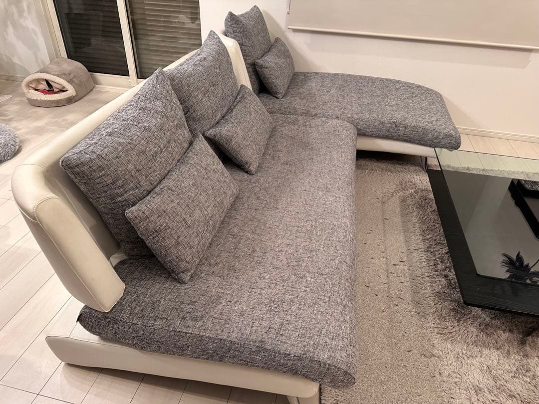 アルモニア Bella curva L字型ソファセット グレーホワイト3人用