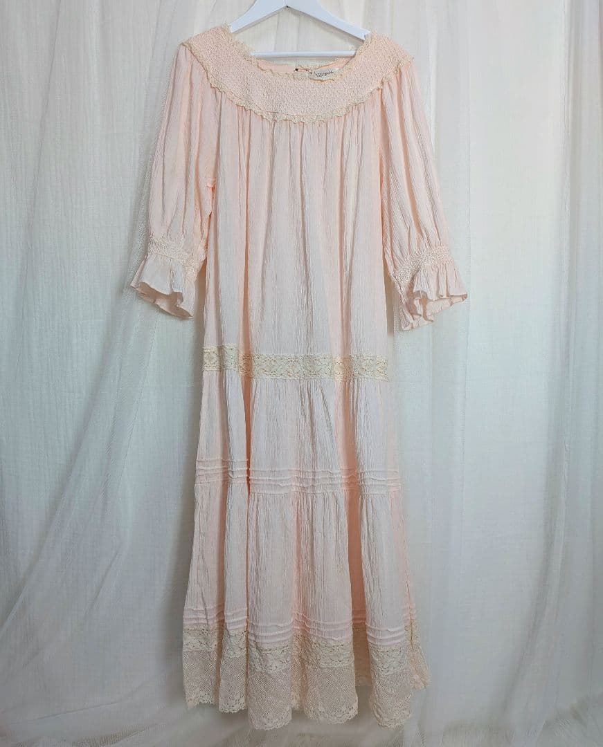 レトロ　ヴィンテージ　デッドストック　ロングワンピース　ナイトドレス　レース