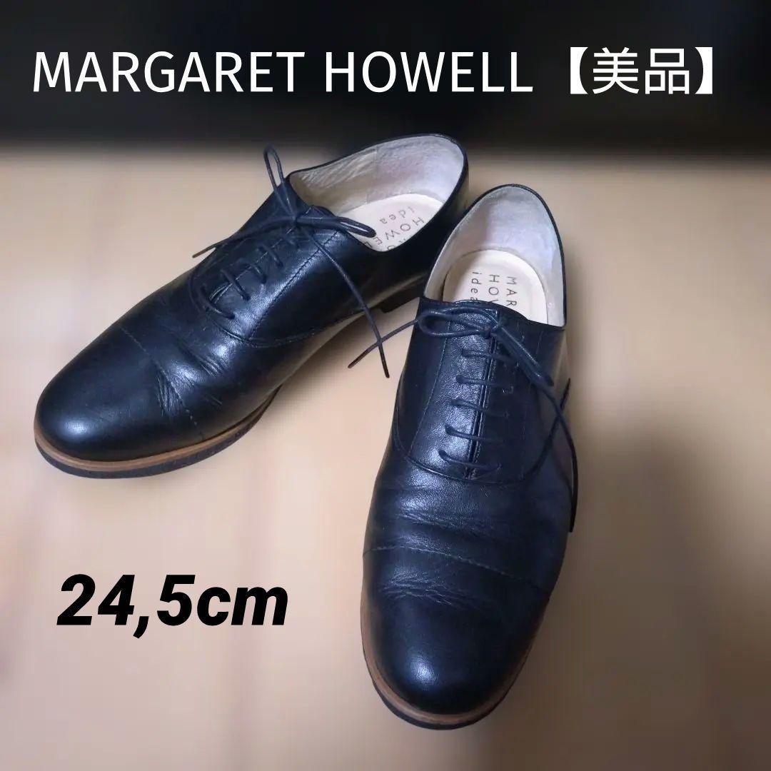 MARGARET HOWELL idea 黒革靴 オックスフォード レースアップ
