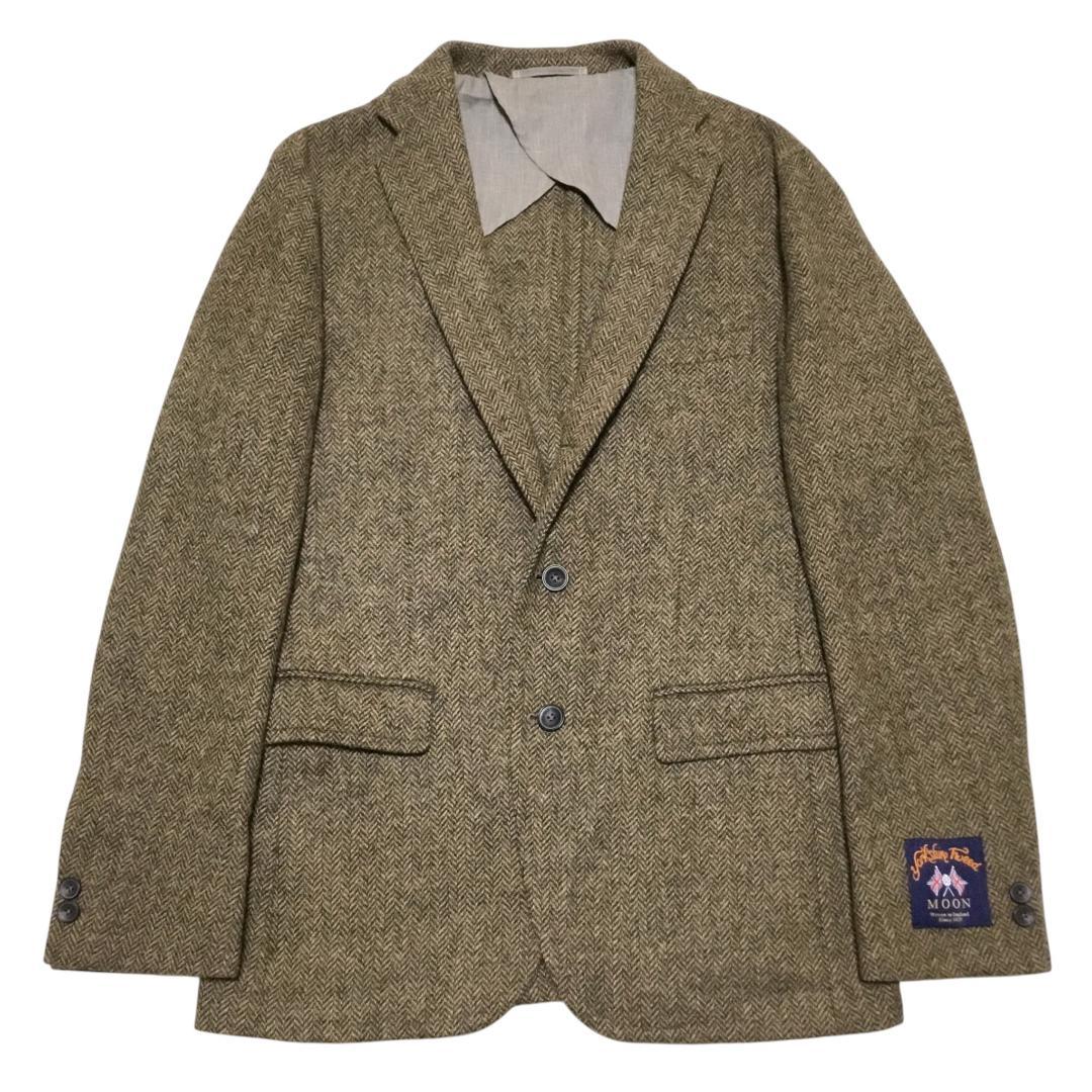 英国MOON社生地 グリーンレーベルリラクシング ツイードジャケット L
