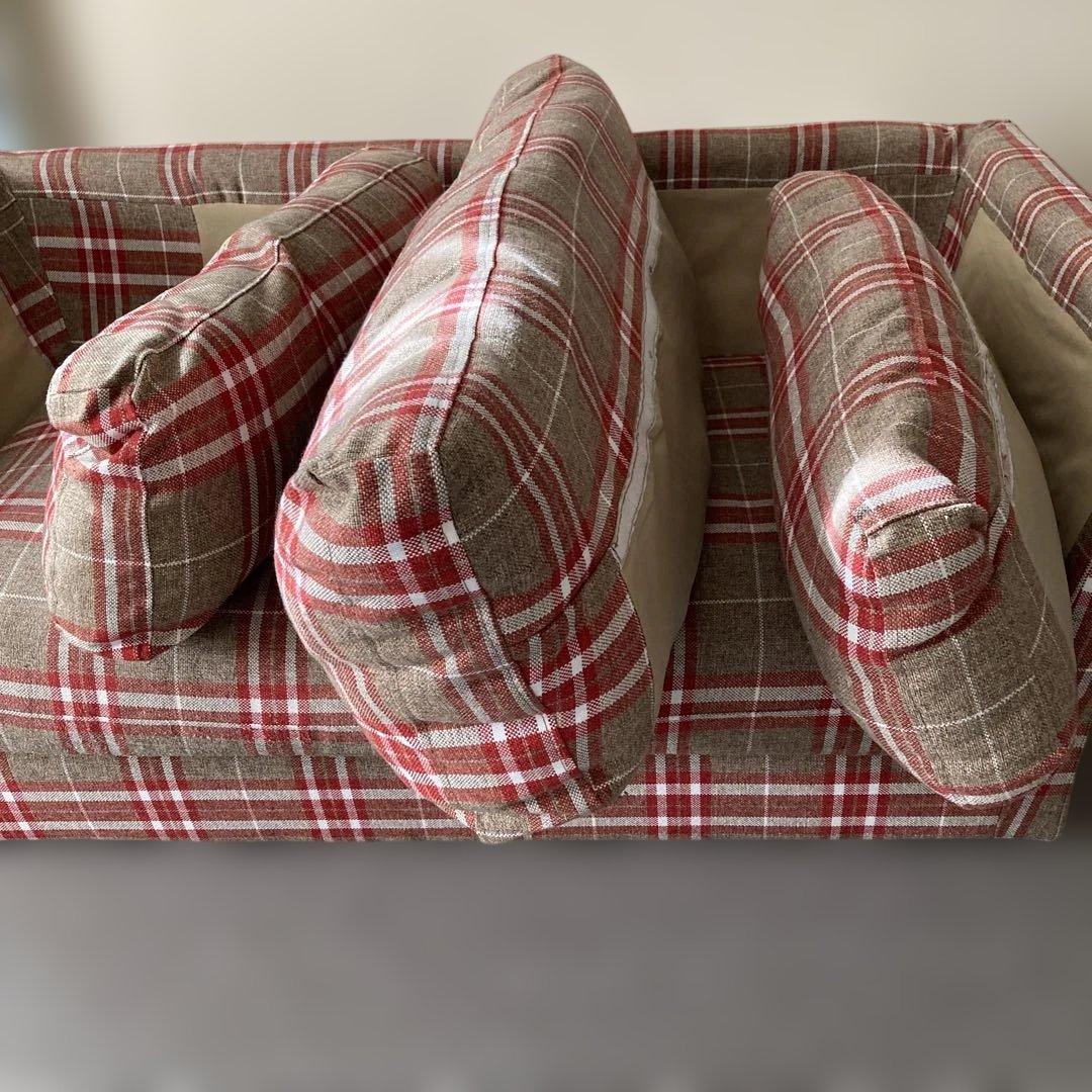 チェック柄 2人掛けソファ