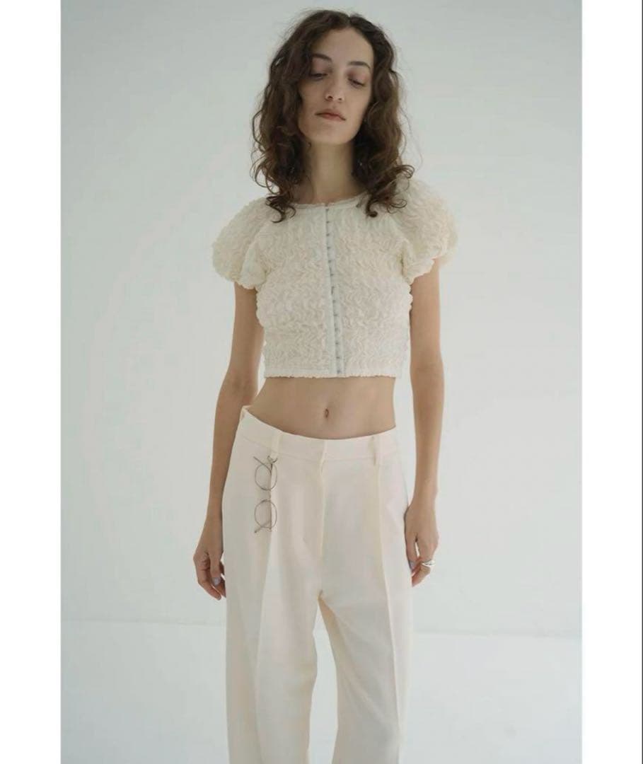 CLANE SHIRRING PUFF TOPS アイボリー