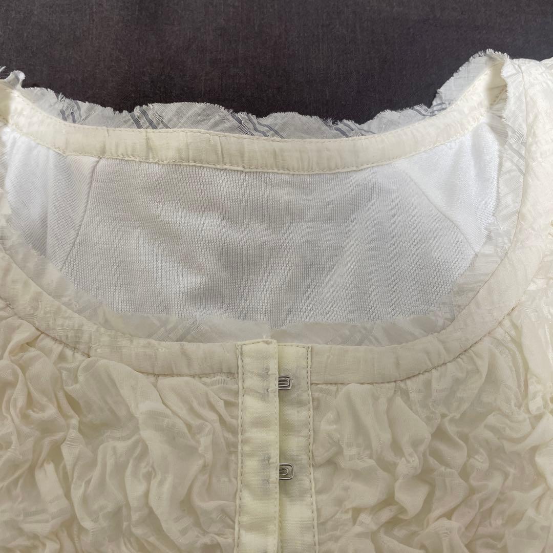 CLANE SHIRRING PUFF TOPS アイボリー