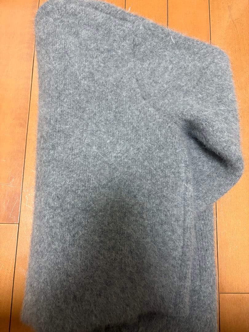 anuans ラクーンブレンドノーカラーニットジャケット　グレー/F