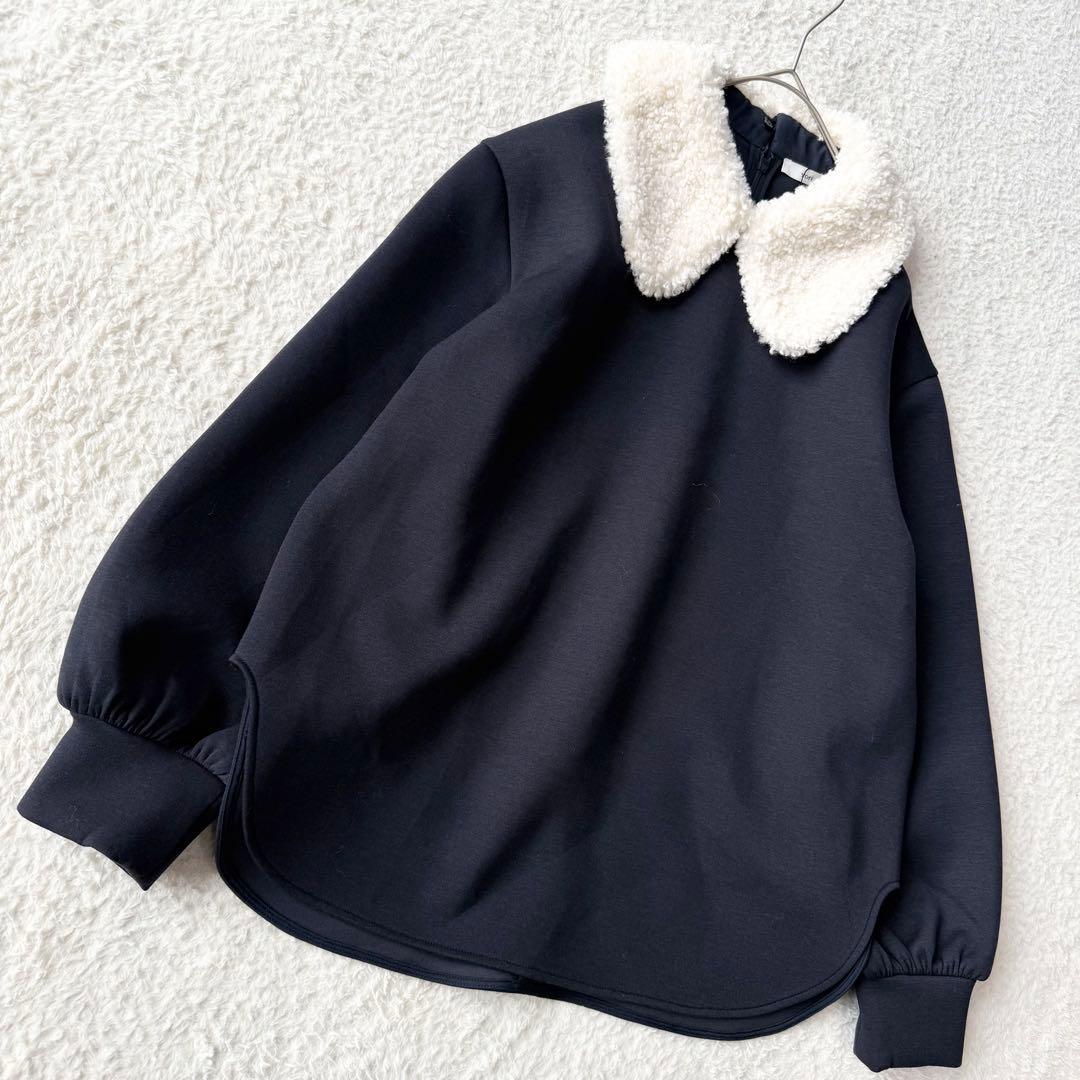 yori テディカラー プルオーバー フリー ネイビー 新品未使用 25AW