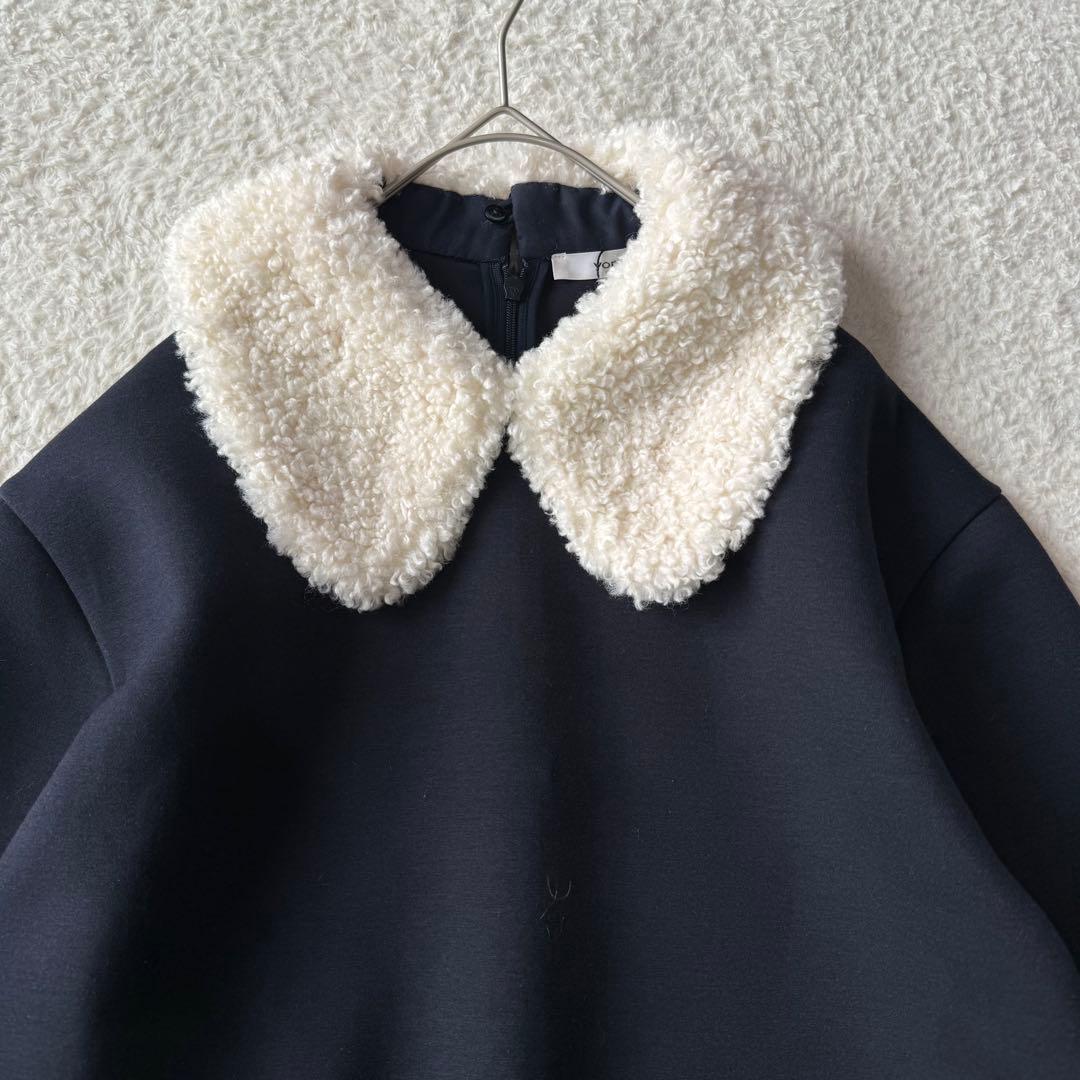 yori テディカラー プルオーバー フリー ネイビー 新品未使用 25AW