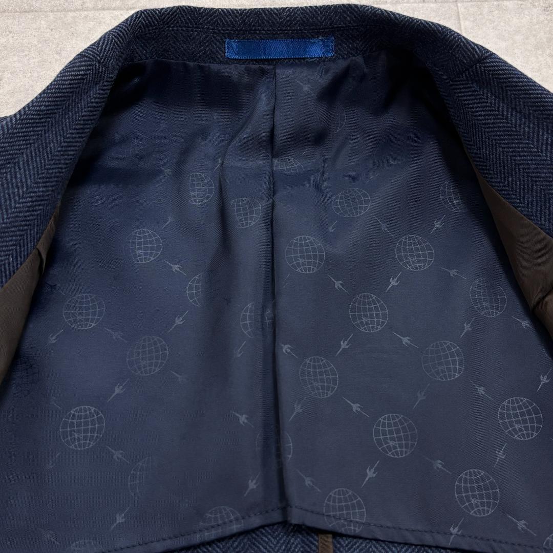 【美品・MOONヘリンボーン生地】トランスコンチネンツ/ジャケット/紺/L