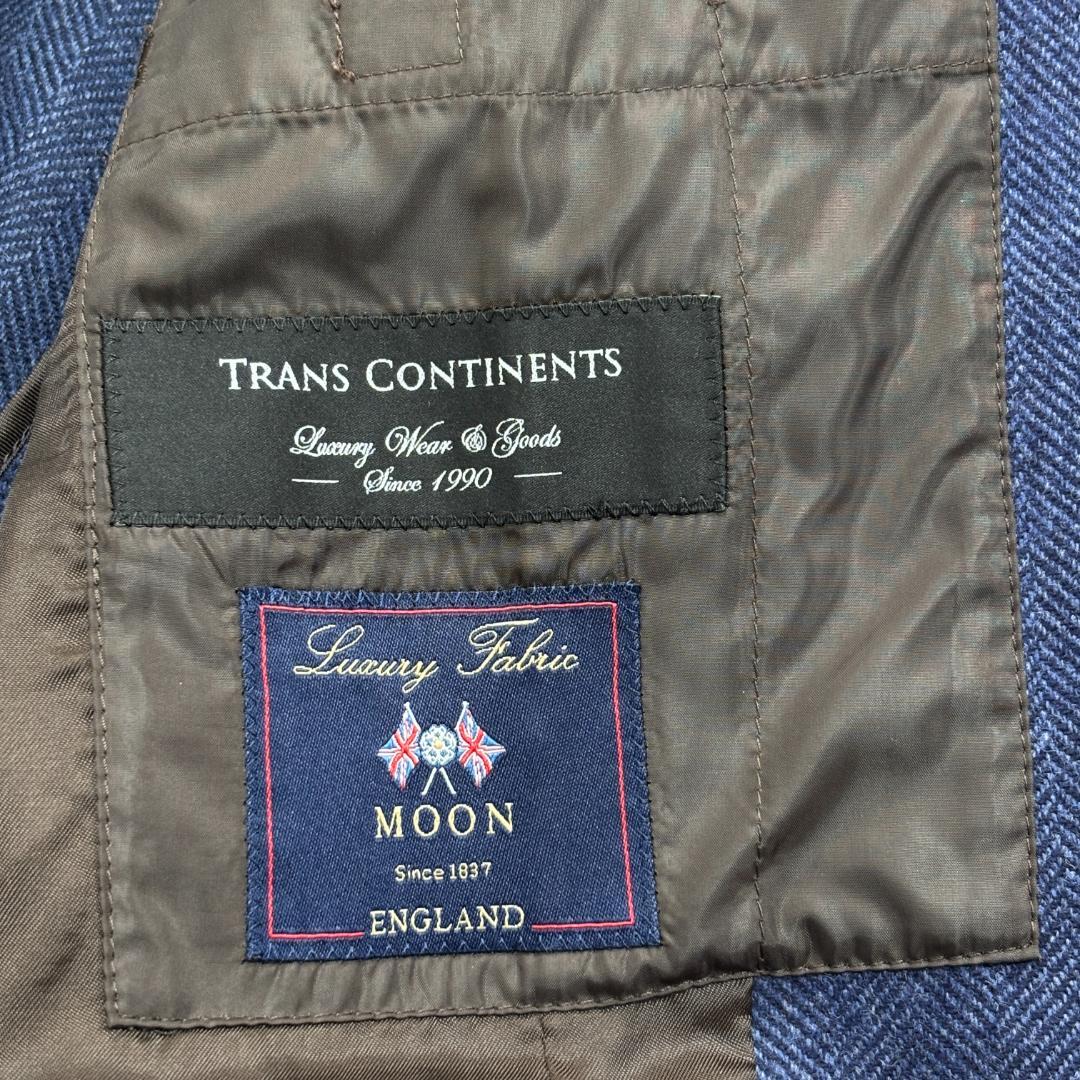 【美品・MOONヘリンボーン生地】トランスコンチネンツ/ジャケット/紺/L