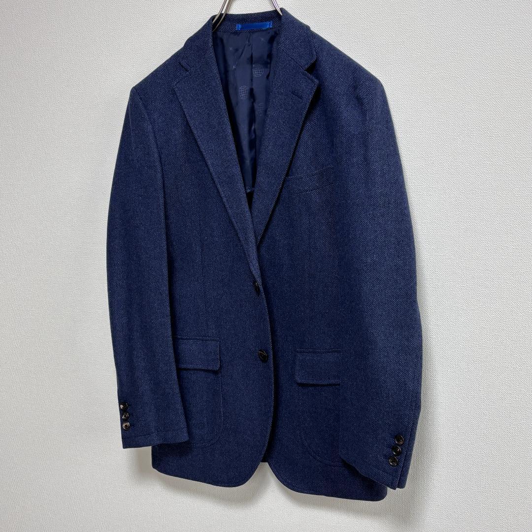 【美品・MOONヘリンボーン生地】トランスコンチネンツ/ジャケット/紺/L