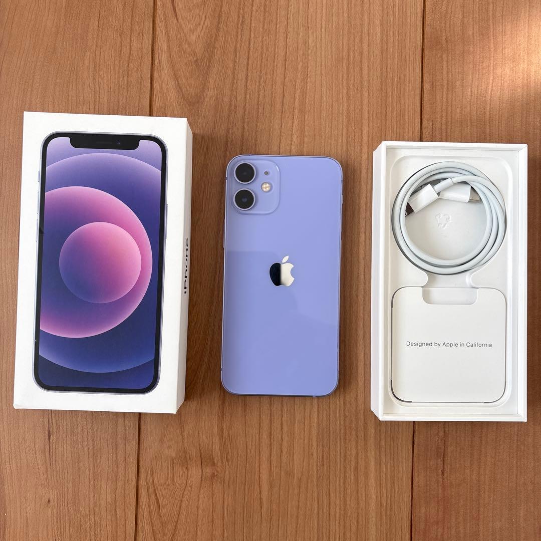 【美品】Apple iPhone 12 mini 64GB パープル 箱充電付き