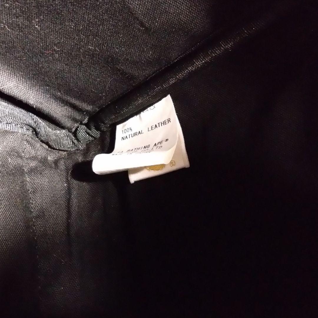 型押しレザー 高級ボストンバッグ BAPE☆中古品