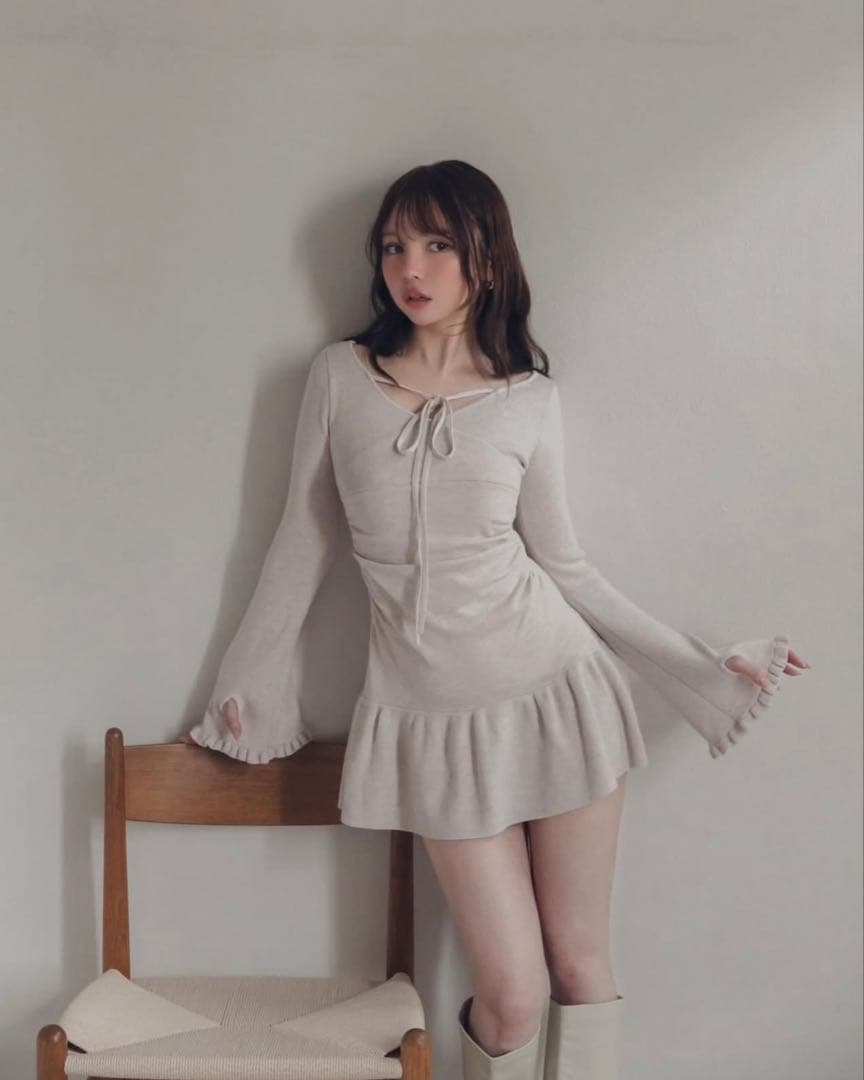 ワンピース andmary Fleur knit mini dress