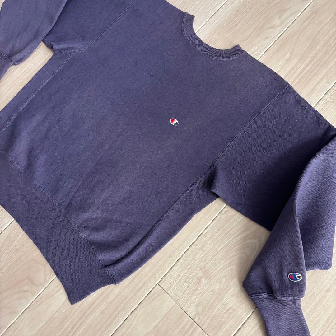 刺繍タグ90's リバースウィーブ　目ありUSA製　ラベンダー　パープル　L