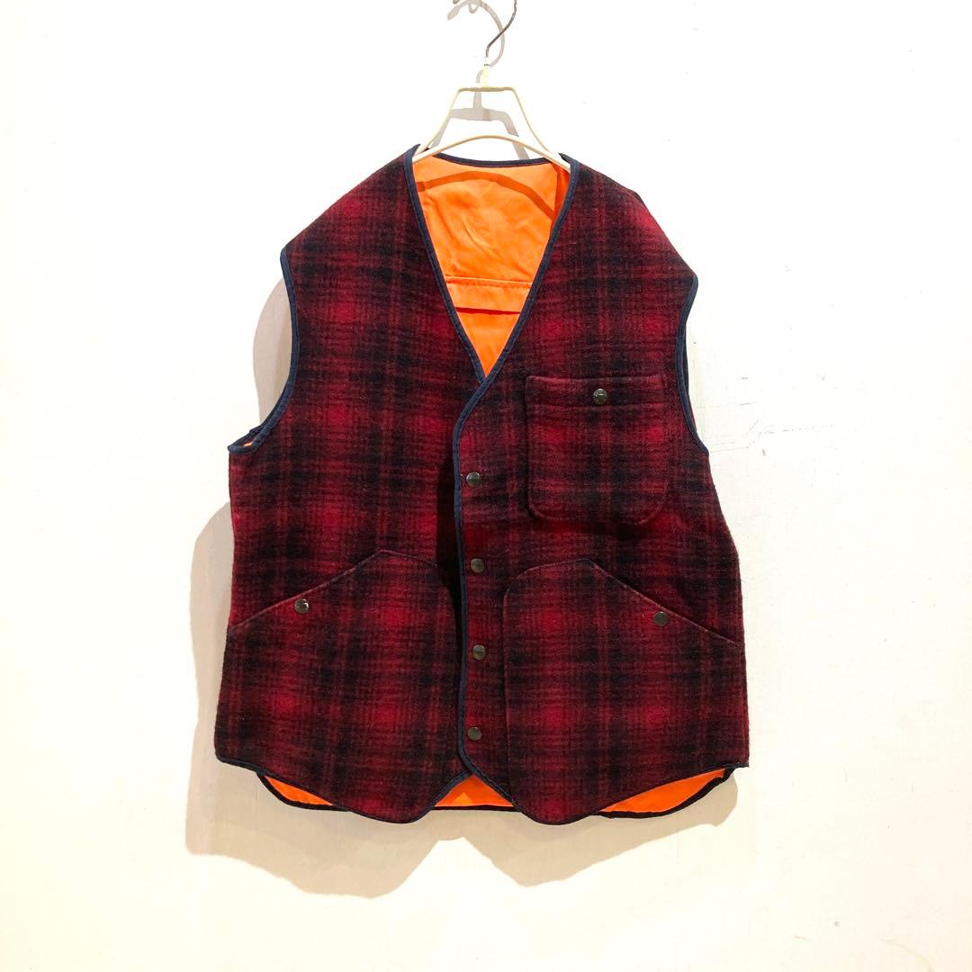 80s Woolrich シャドーチェック オンブレ ウールベスト USA製