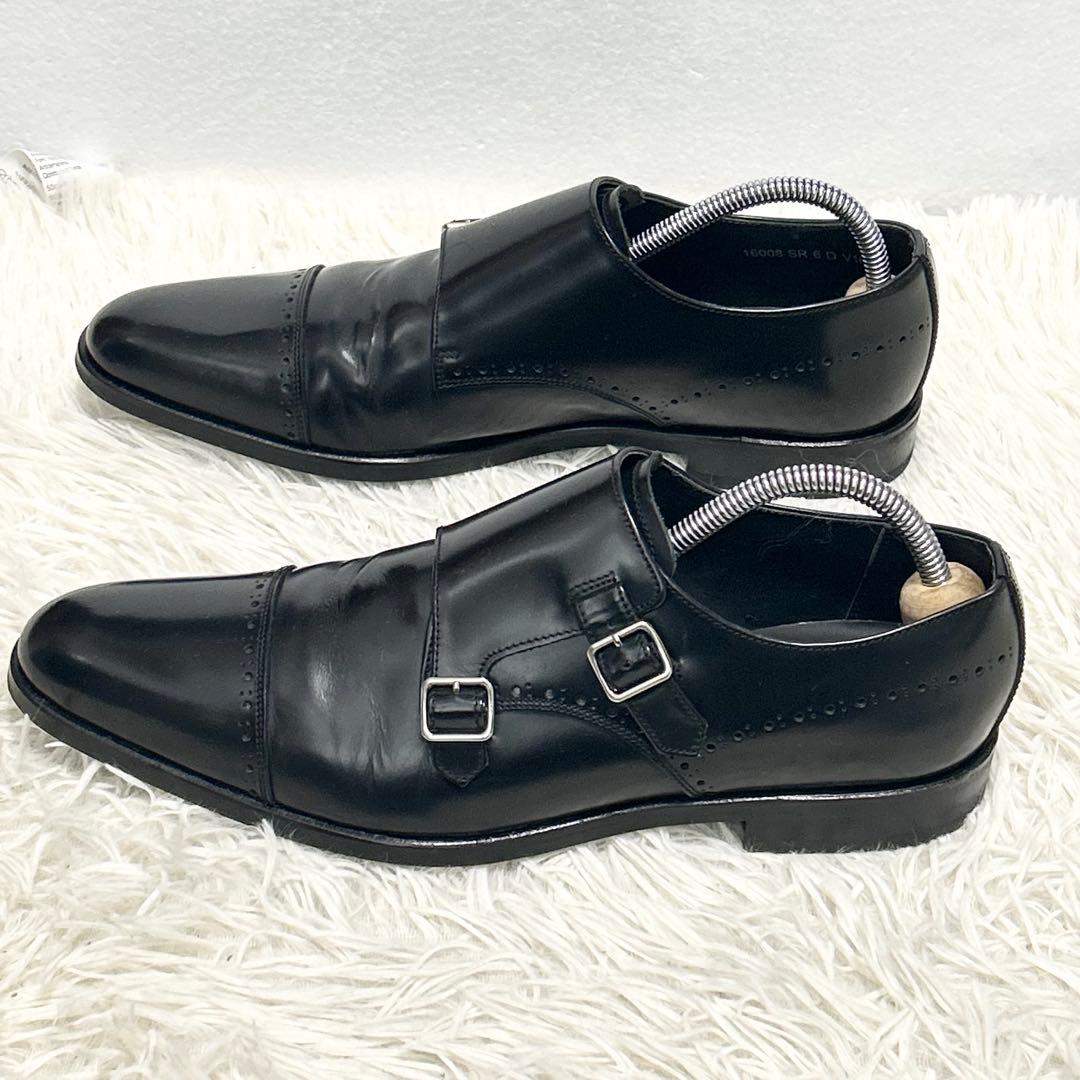 ✨美品✨REGALリーガル ダブルモンク ガラスレザー V165ブラック 26㎝