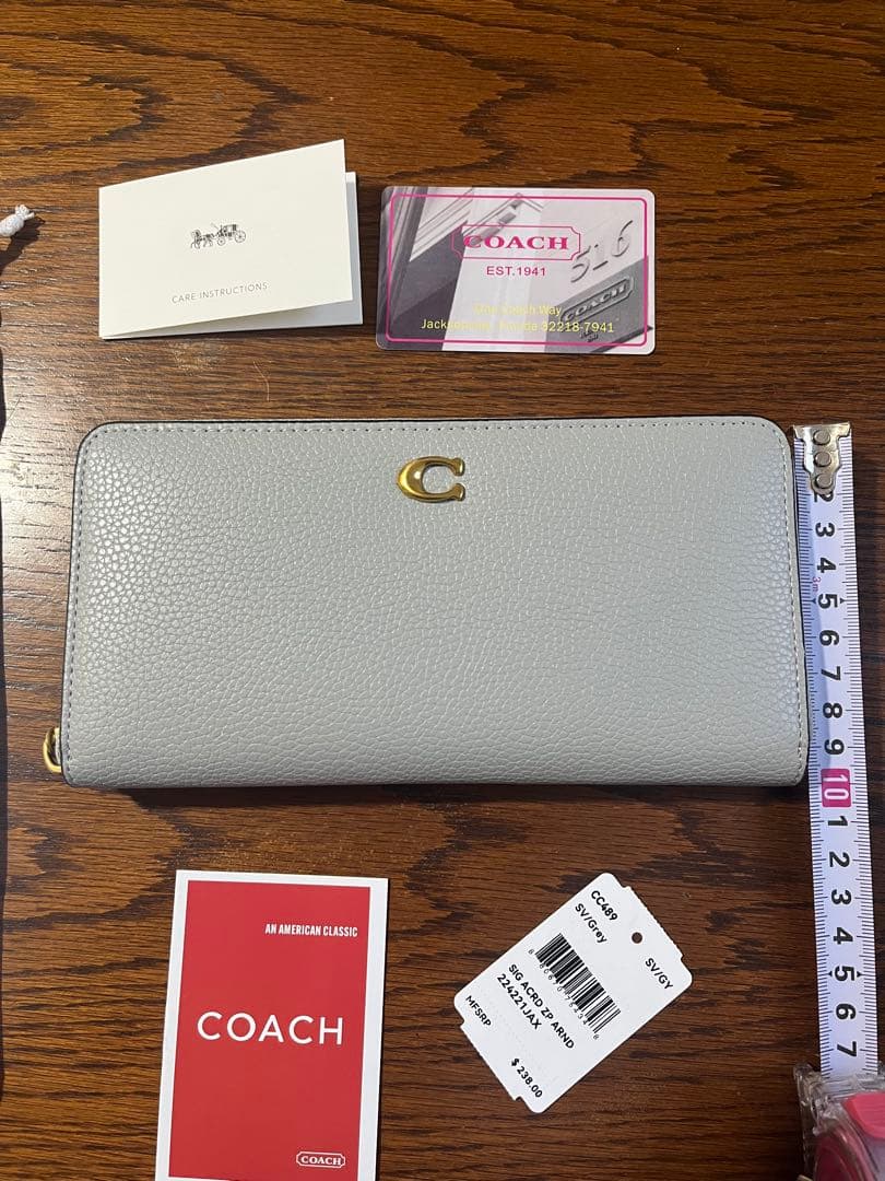 COACH 長財布 アコーディオン ジップ ウォレット グレー CC489