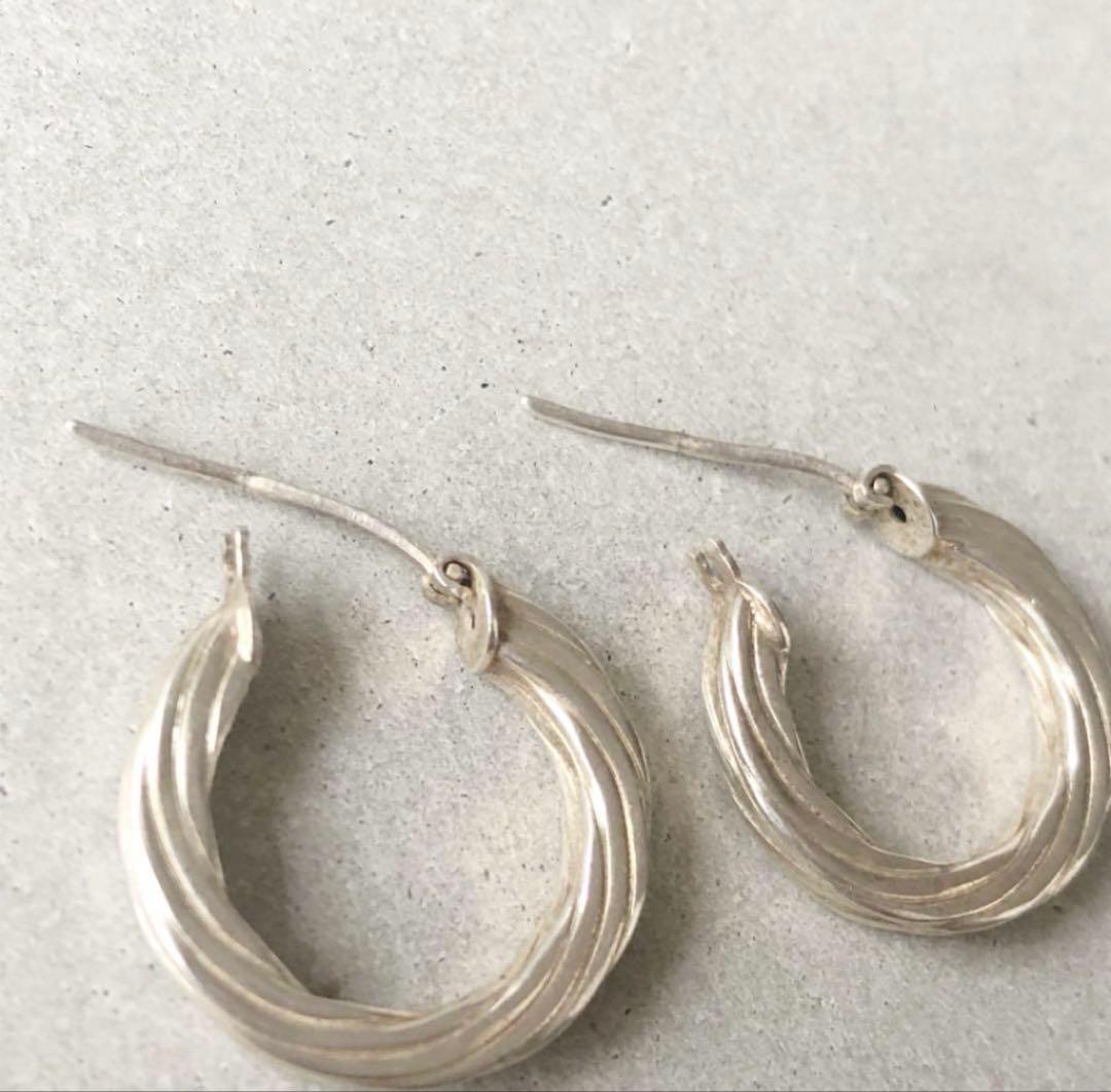 イタリア製 VINTAGE ヴィンテージ フープピアス シルバー925