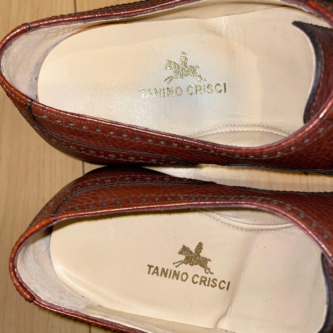 希少イタリア製【タニノクリスチー】ウィングチップグレインレザーシューズ美品シボ革