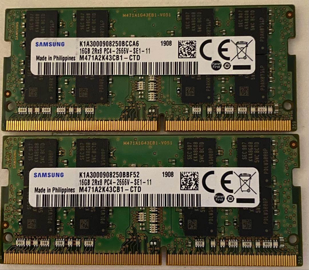 Samsung (16GBx) DDR4メモリ 2666MHz 32GB