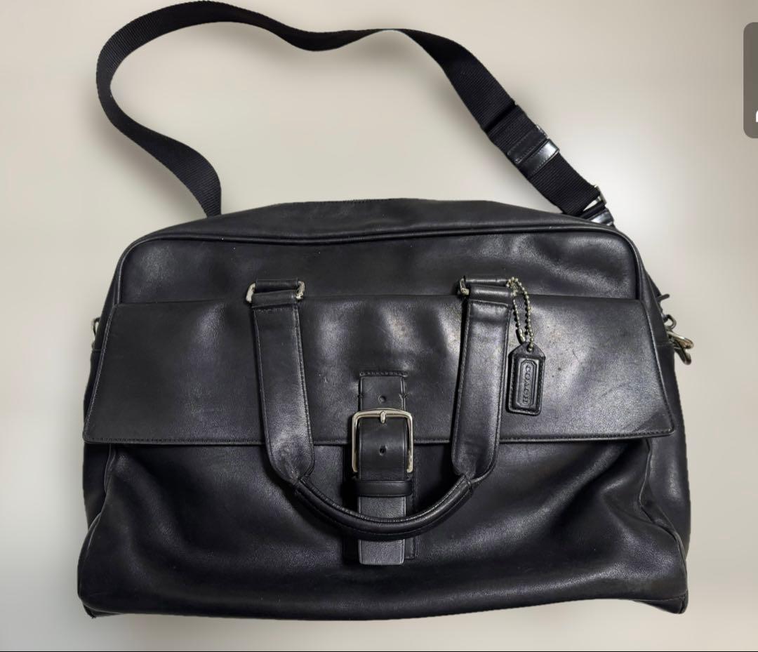 COACH コーチ 本革 レザービジネスバッグ ボストン 黒