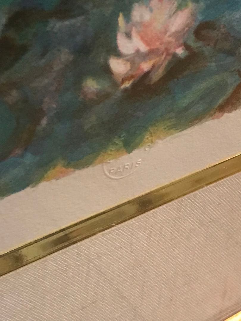 クロード・モネ　「睡蓮」　リトグラフ　刷り師サイン・エンボス印・エディション有り