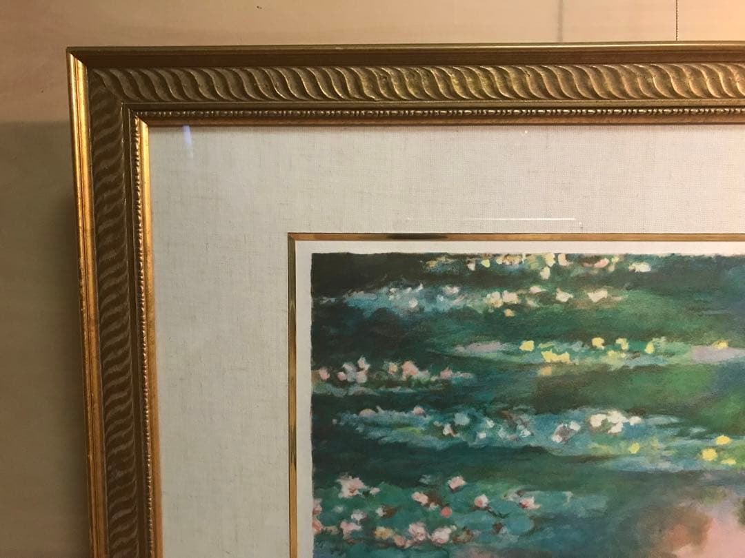 クロード・モネ　「睡蓮」　リトグラフ　刷り師サイン・エンボス印・エディション有り