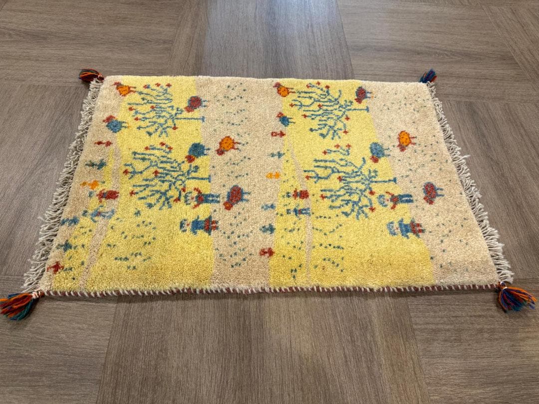 ギャッベ 82x57cm ペルシャ絨毯 手織り ギャベ 玄関マットラグ 絨毯