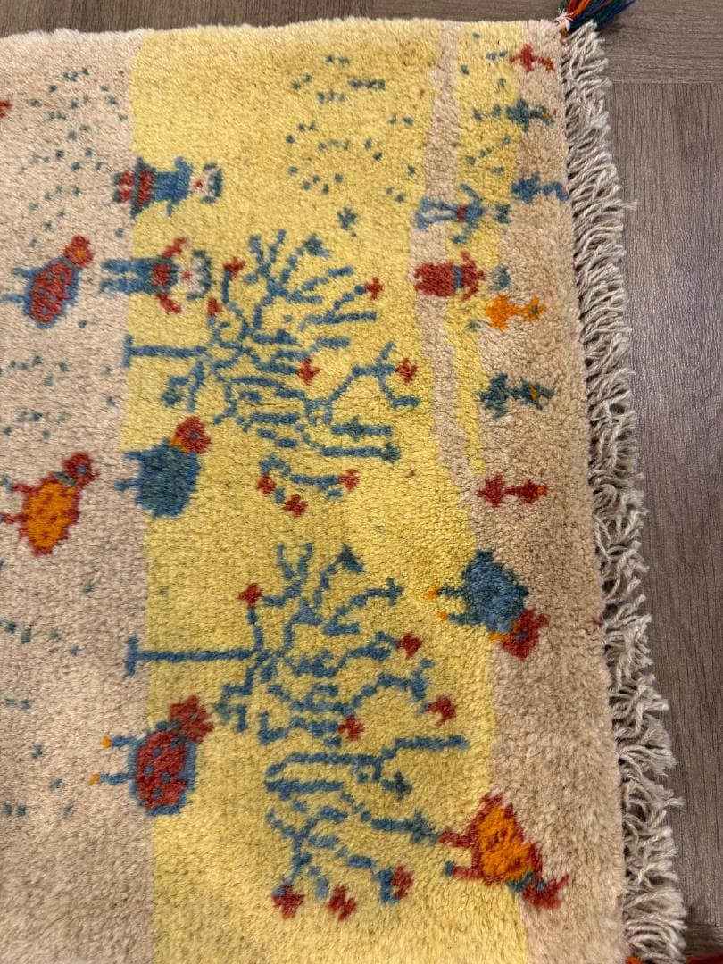 ギャッベ 82x57cm ペルシャ絨毯 手織り ギャベ 玄関マットラグ 絨毯