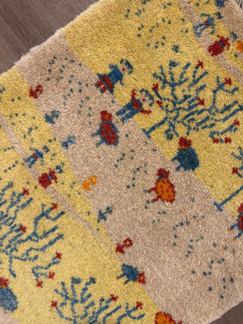 ギャッベ 82x57cm ペルシャ絨毯 手織り ギャベ 玄関マットラグ 絨毯