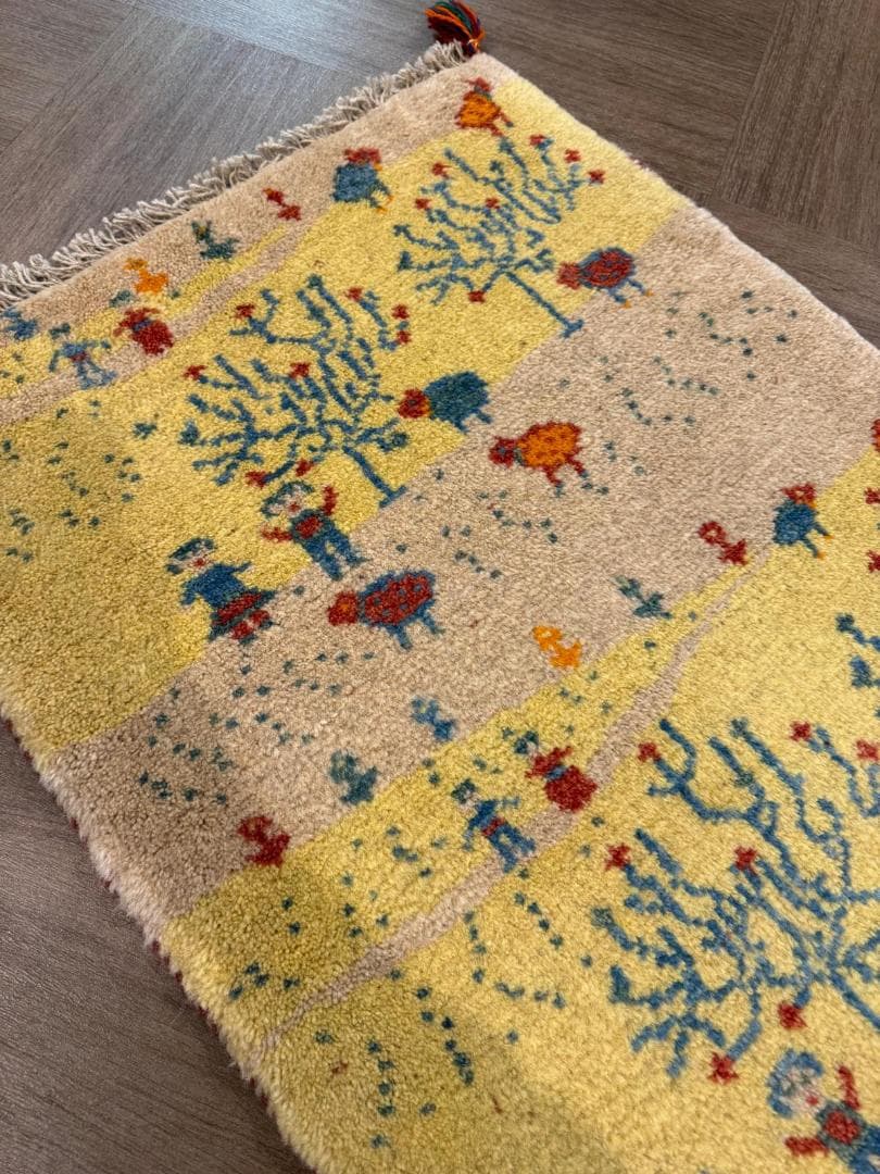ギャッベ 82x57cm ペルシャ絨毯 手織り ギャベ 玄関マットラグ 絨毯