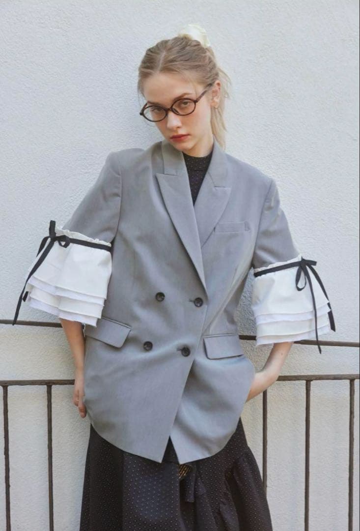 ROSY LUCE LILY FRILL JACKET グレー