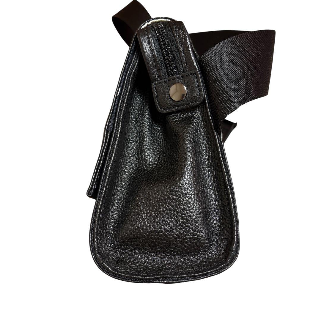 W*可様 【美品】ワイドテープショルダーバッグ （本革/軽量470g/ボディバッ