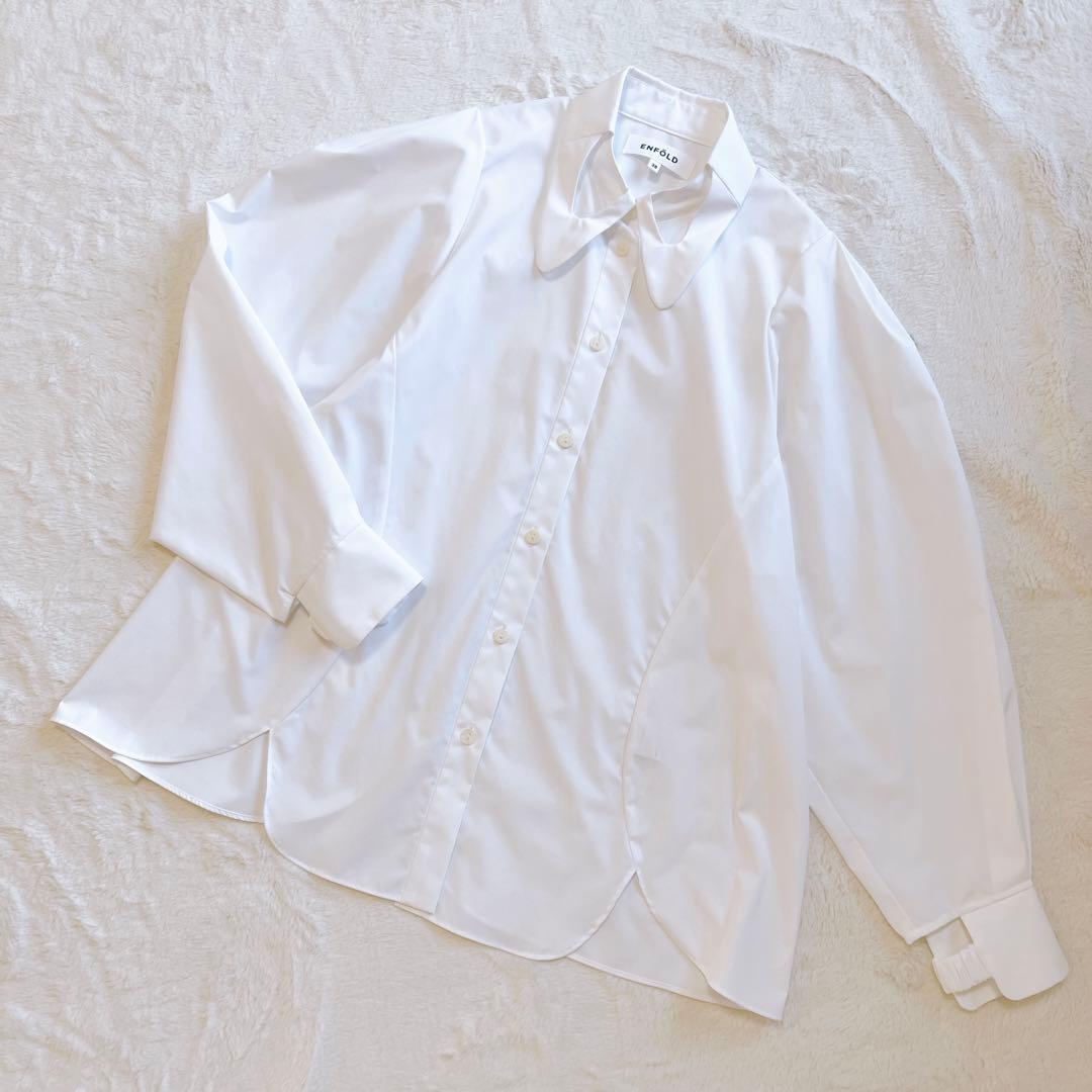完売品★美品★エンフォルド2024SS ホールカラーシャツ　ホワイト　38 変形