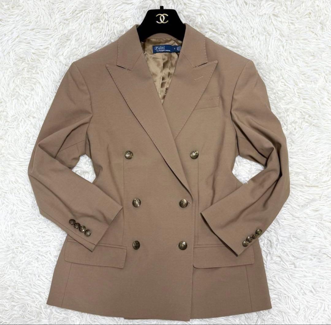 【美品】ポロラルフローレン テーラードジャケット 金ボタン ベージュ 現行 S