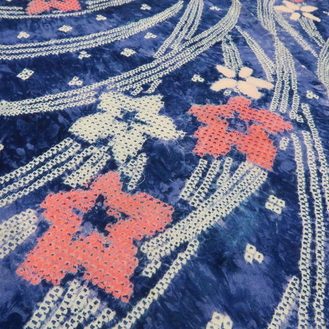 美品 有松鳴海絞り 桔梗 高級浴衣 着物 A3352