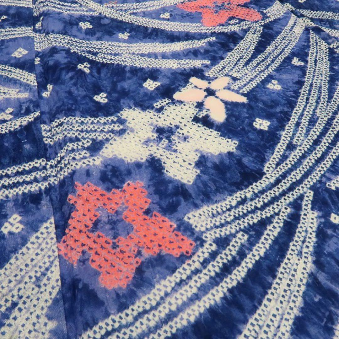 美品 有松鳴海絞り 桔梗 高級浴衣 着物 A3352