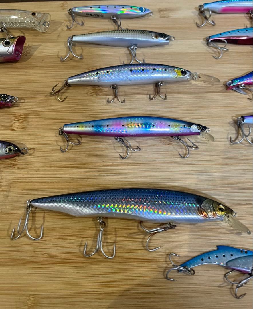 青物シーバス　ルアーまとめ売り　メイホウケース、ダイワバッグ付［中古］