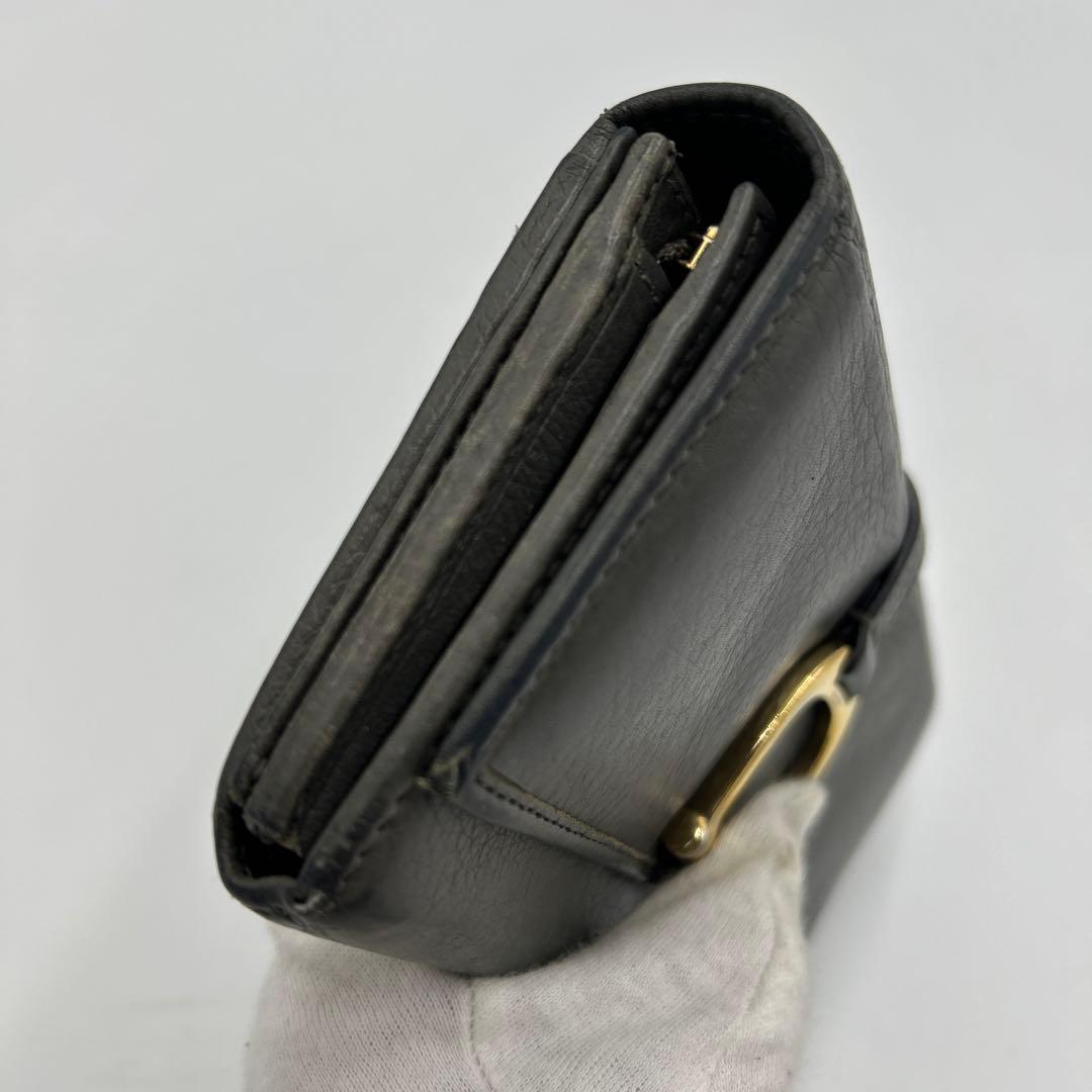 GUCCI 長財布　レザー　ホースビット　ロゴ　グレー　財布