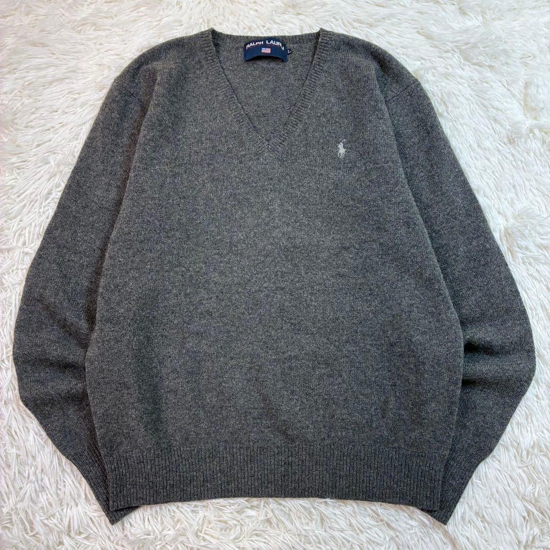 希少✨️90's ポロスポーツ ラルフローレン ウール100%ニット 霜降りグレー