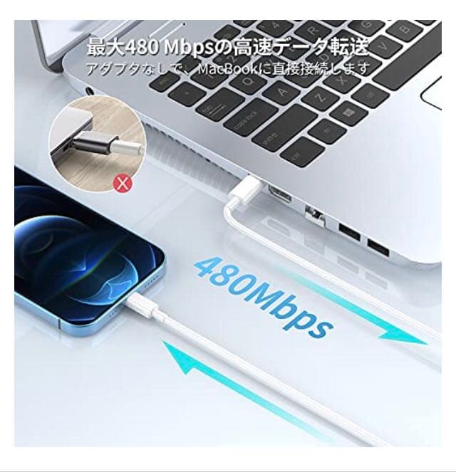 Qntry iphone 充電器 20W【 2個セット ケーブル2m】