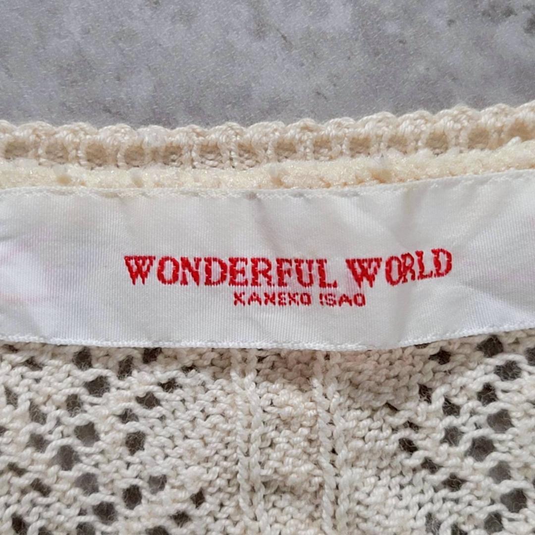 【美品】WONDERFUL WORLD 透かし編みニットベスト S～M相当