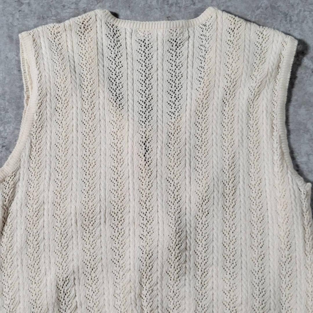 【美品】WONDERFUL WORLD 透かし編みニットベスト S～M相当