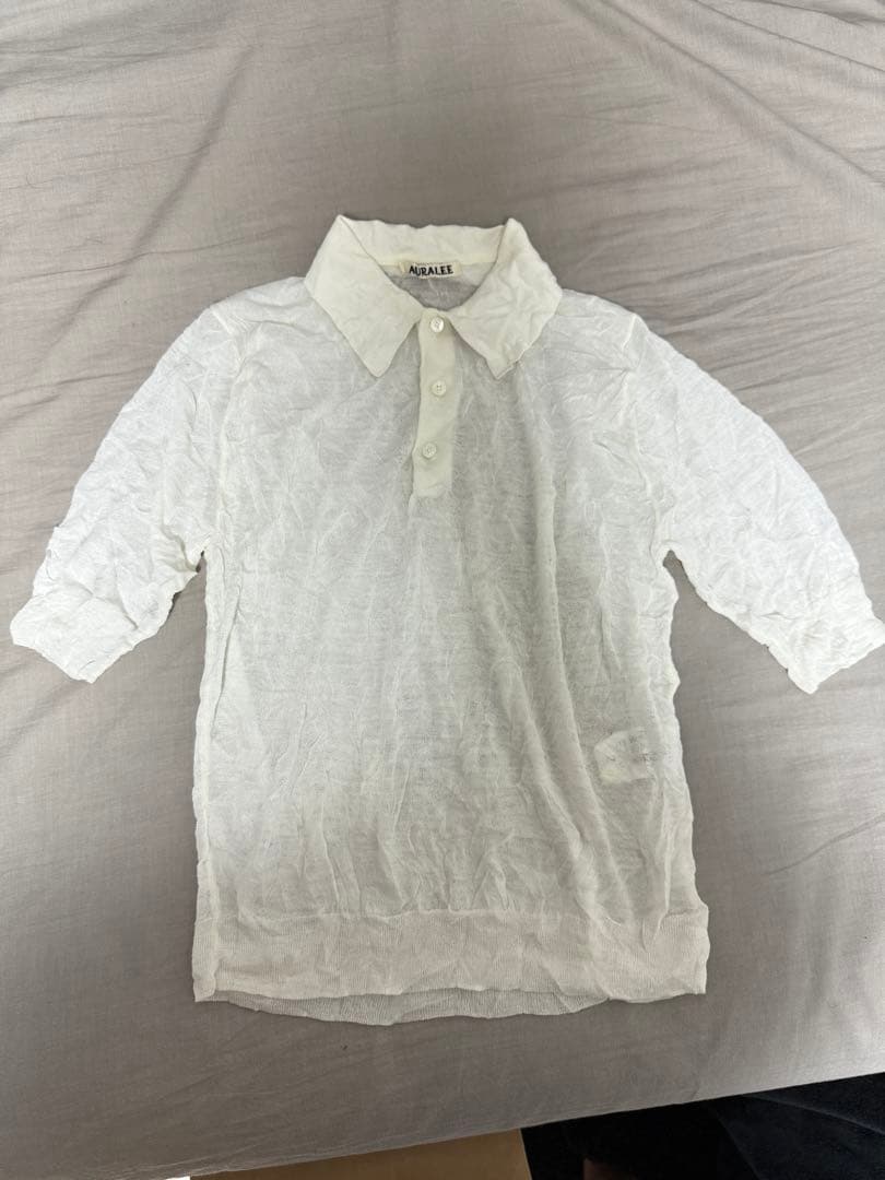 Auralee ホワイト ポロシャツ 五分袖 新品