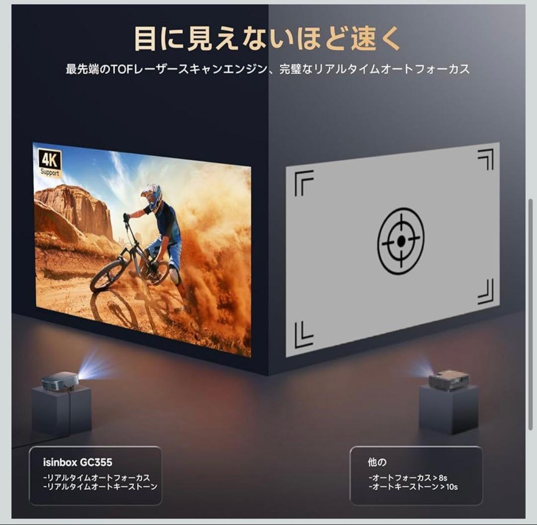 プロジェクター 家庭用 小型 1.1:1超短焦点 4K対応