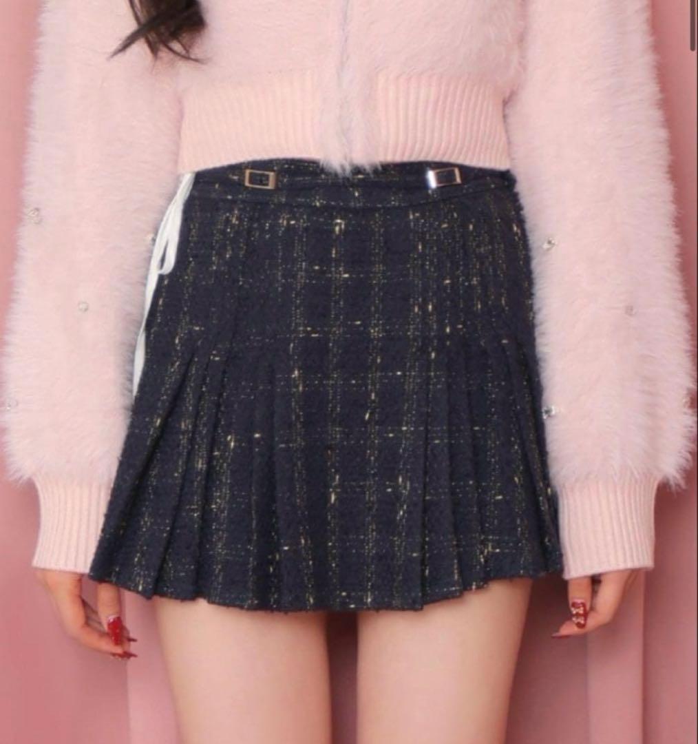 エムミーエメ Check box pleats skirt NAVY